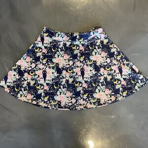 Hot Topic Sailor Moon Skater Skirt Women’s XL Luna Cat Floral Anime Novelty FLAW